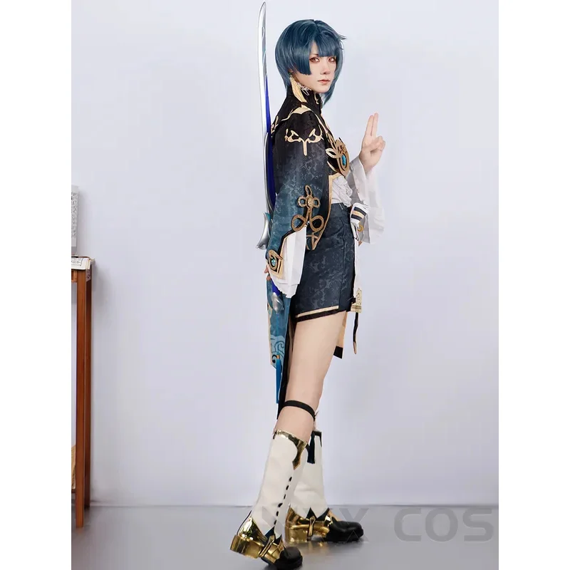 Xingqiu платье для косплея GenshinImpact косплей костюм праздничная одежда ролевые игры Comic Con парики аниме реквизит