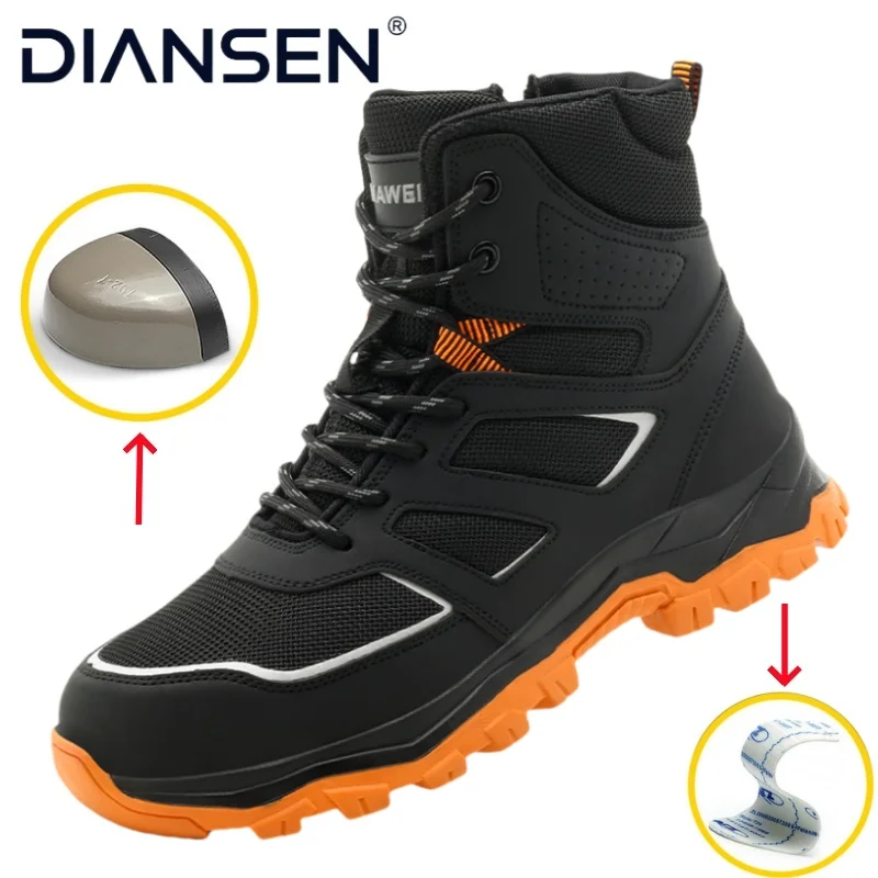 Nuevos zapatos de seguridad a la moda, zapatillas de trabajo para mujer, zapatos estructurados, zapatos protectores a prueba de neumáticos, botas con puntera de acero para trabajo