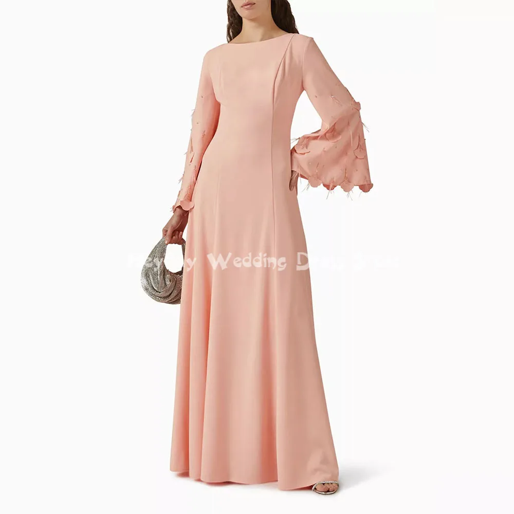 

Heyday женские вечерние платья в Саудовской А-силуэта с круглым вырезом и бисером с длинными рукавами, вечерние элегантные вечерние платья длиной до пола, 2025