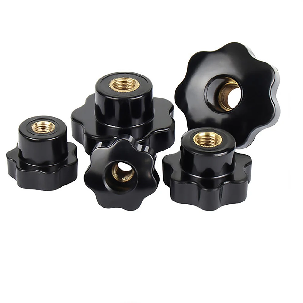 20pcs Plum Hand Tighten Nuts Handle Thread Mechanical Black Thumb Nuts Clamping Knob Manual Nuts M4 M5 M6 M8 M10 M12 M14 M16