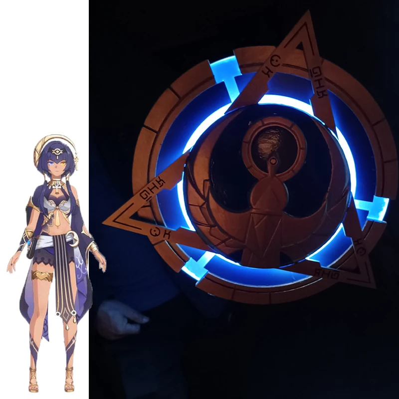 

50CM Game Genshin Impact Roles Candace Cosplay Handmade Luminous Weapons Anime PVC Glowing Shield Halloween Props Rotate