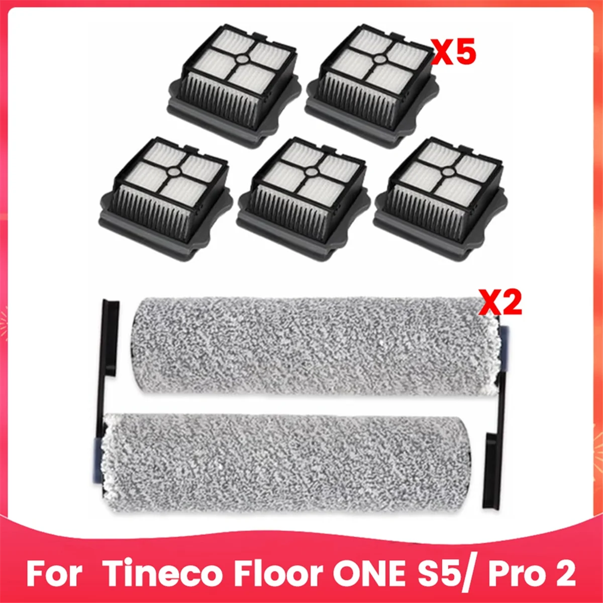 Replacement Vacuum Cleaner Parts,Filter Roller Brush for Tineco Floor ONE S5/ Pro 2,Cordless Vacuum Cleaner Accessories