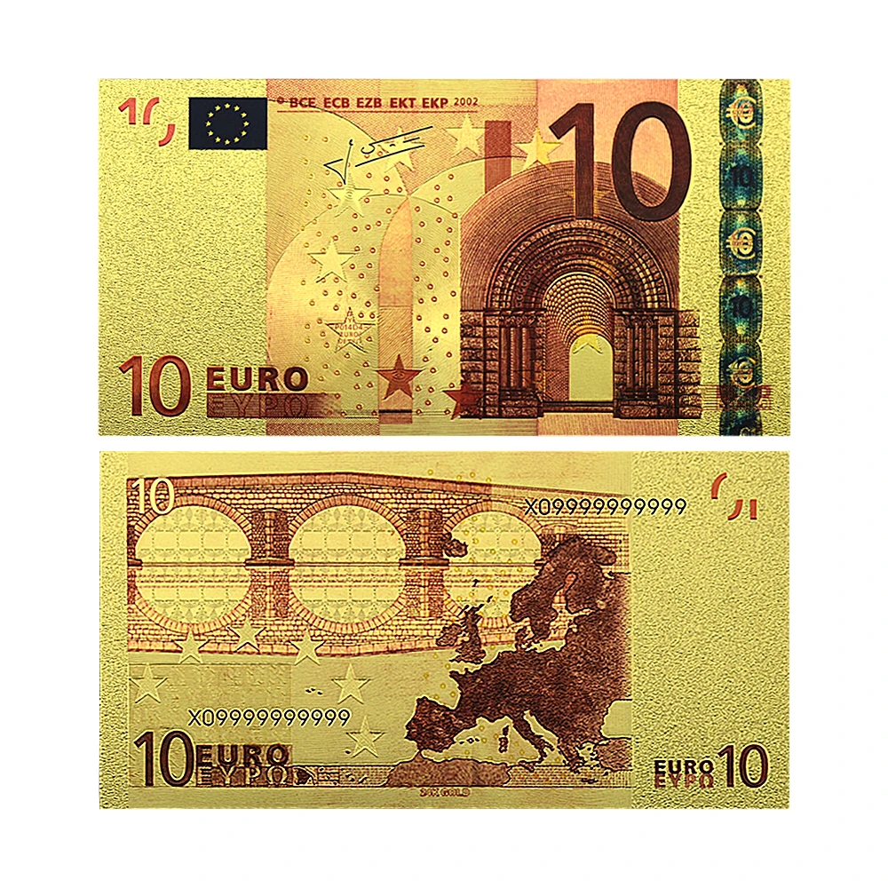 Euro Gold Foil Banknote 5/10/20/100/200/500/1000 Euro Handicraft Decoration Card Collection Holiday Gift