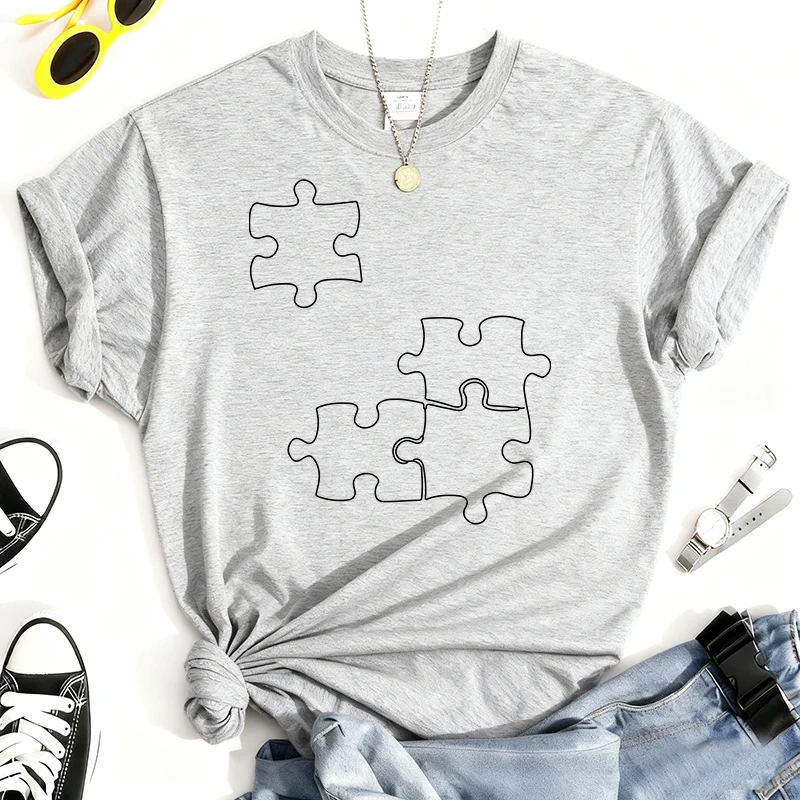 لغز قطعة تي شيرت مطبوع للجنسين موضة عادية 100% تي شيرتات قطن خالص الصيف قصيرة الأكمام الشارع الشهير المرأة تي شيرت