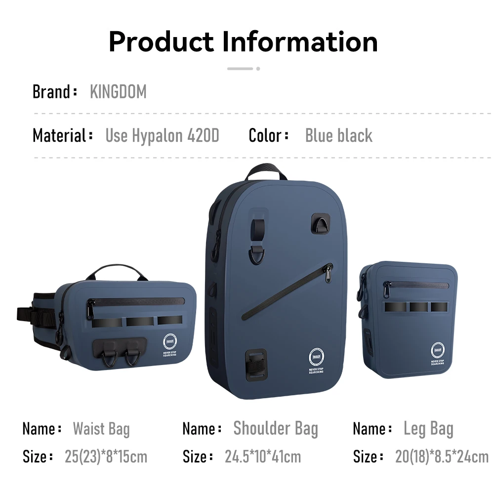 Kingdom Fishing Tackle Shoulder Waist Leg Bags Waterproof  IPX8 Outdoor TPU Multifunctional Large Capacity Storage Accessories