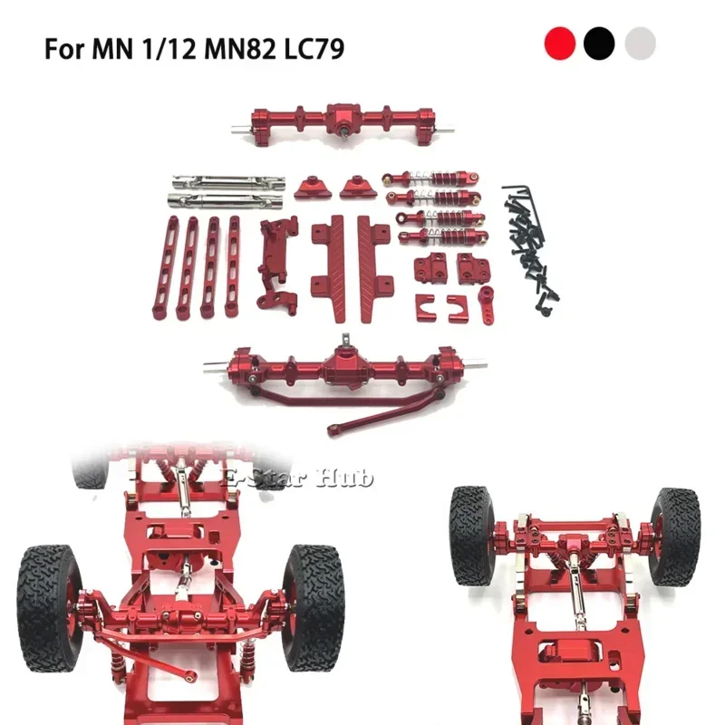 Front Rear Axle Foot Pedals Pull Rod Suspension Frame Rudder Base for MN 1/12 MN82 LC79 RC Crawler Car Metal Upgrade Parts