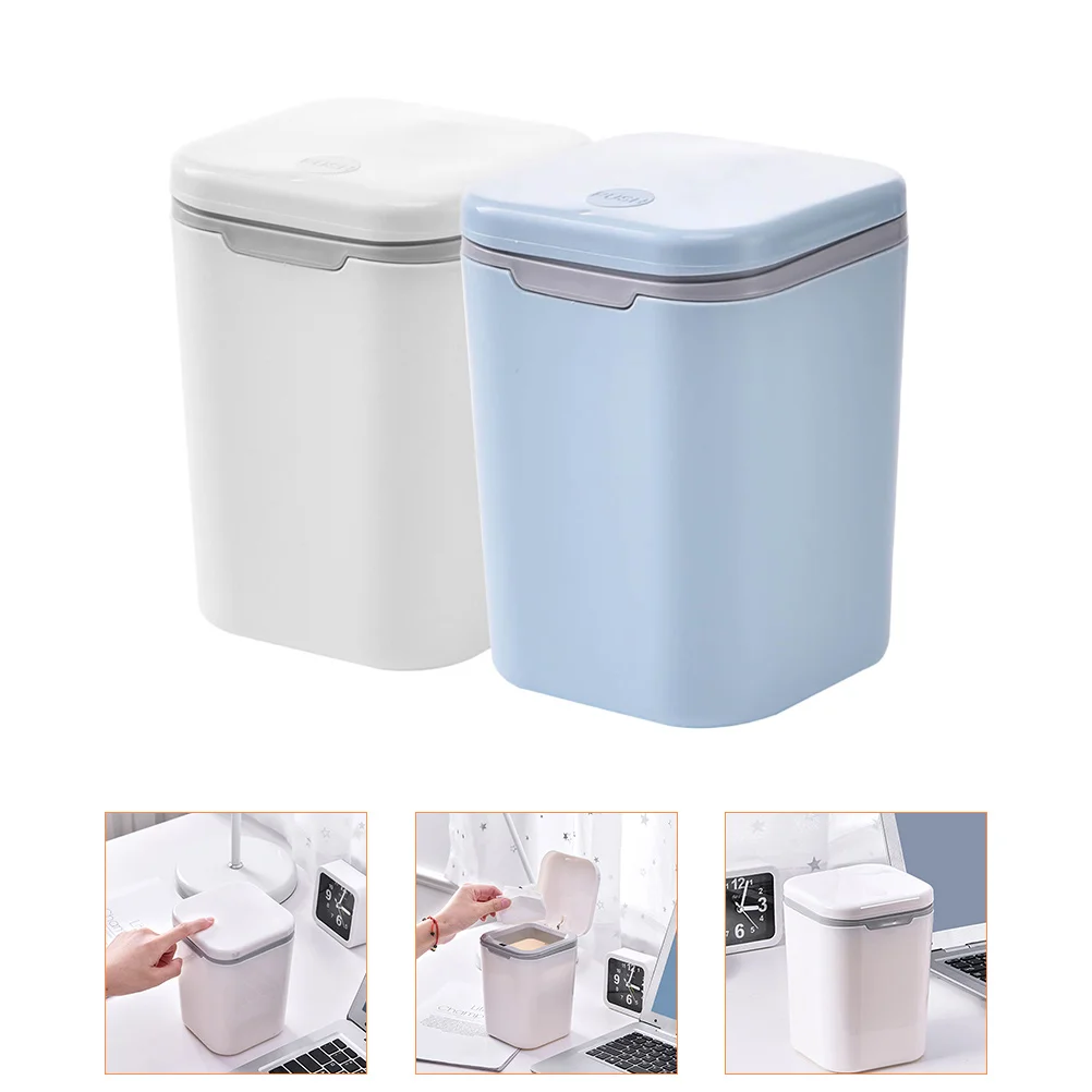 

2 Pcs Mini Trash Can Bedside Bin Small Rubbish Garbage Desktop Pp Office Convenient Countertop