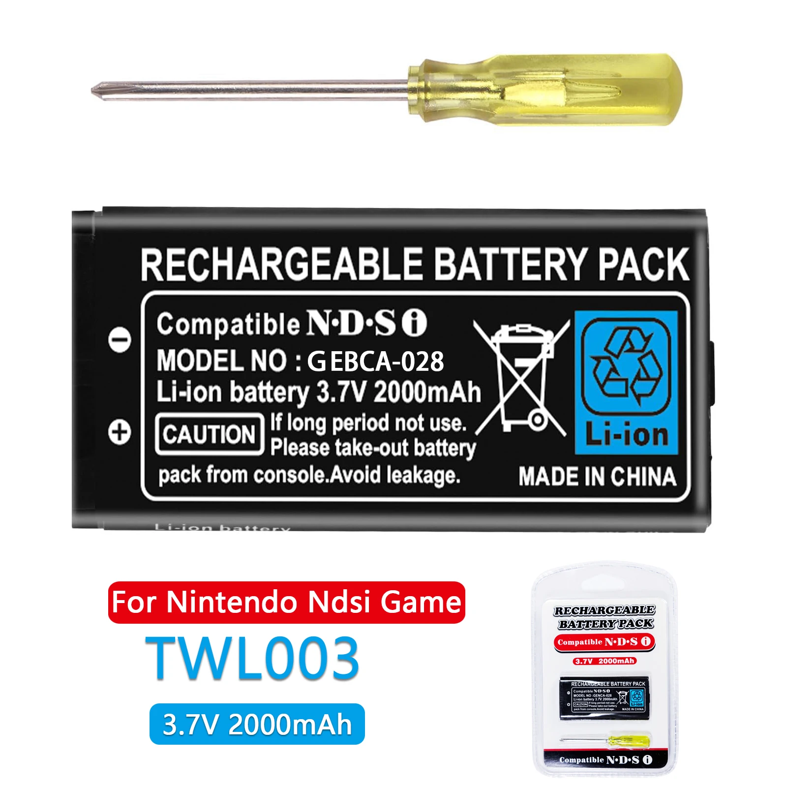 TWL-003 2000mAh TWL 003 Rechargeable Battery 3.7V TWL003 Lithium Battery Pack For Nintendo Ndsi Game Console Built-in Batteries