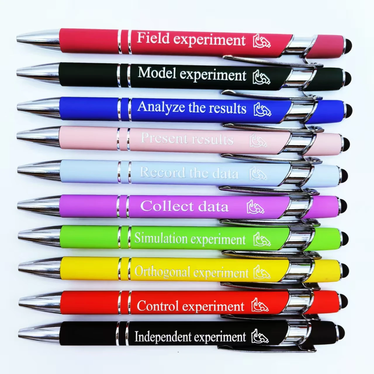 

10 шт., ручка для гравировки на лабораторной тематике с металлической фразой, шариковая ручка, пресс для гравировки сенсорного экрана, шариковая ручка