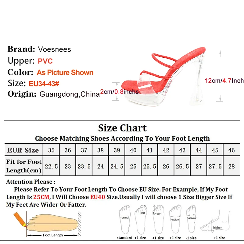 Women High Heels Slippers Elegant Lady Summer Outside Thick Sole Sandals Mules Transparent PVC Square Head Crystal Shoes Size 43