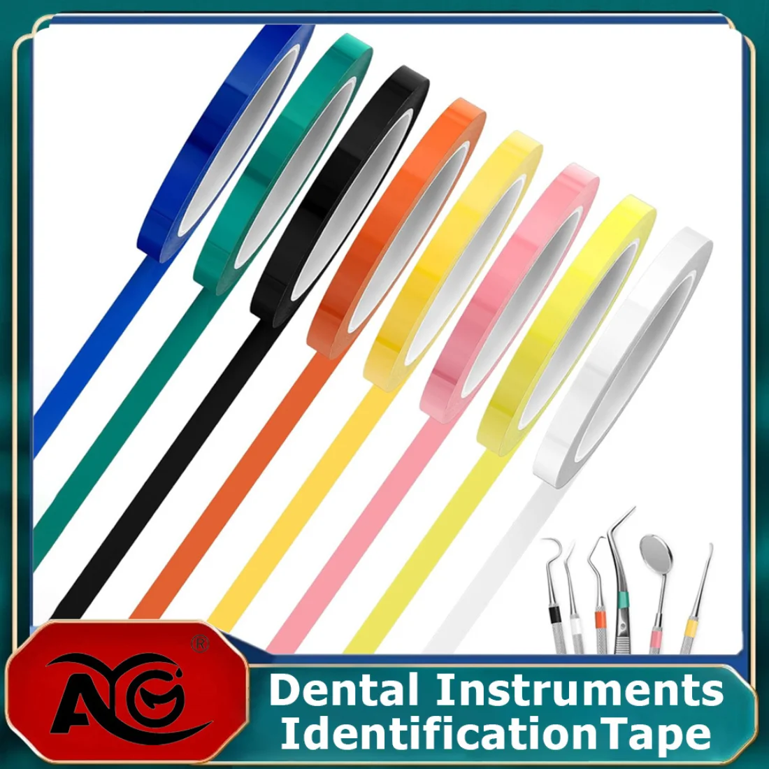 

AG 1Rolls 5mm Colorful Dental Instruments Identification Tape 66m Length High Temperature Resistance 8 Color