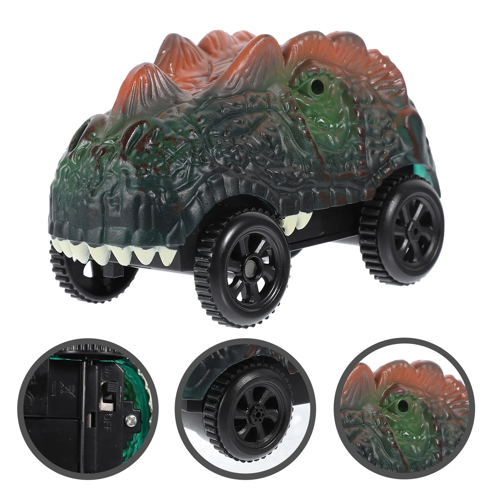 Coche de juguete de dinosaurio para niños, juguete de pista, coche eléctrico de repuesto, carreras ensambladas