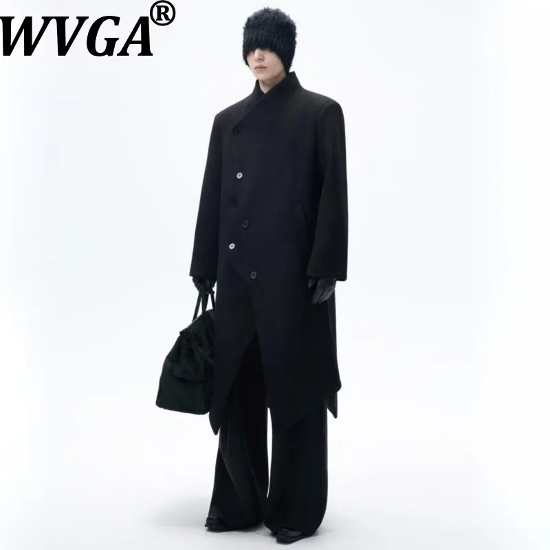 

WVGA осень-зима новые мужские отложные воротники нерегулярные пуговицы модные куртки с длинными рукавами нишевые шикарные повседневные пальто средней длины W14728