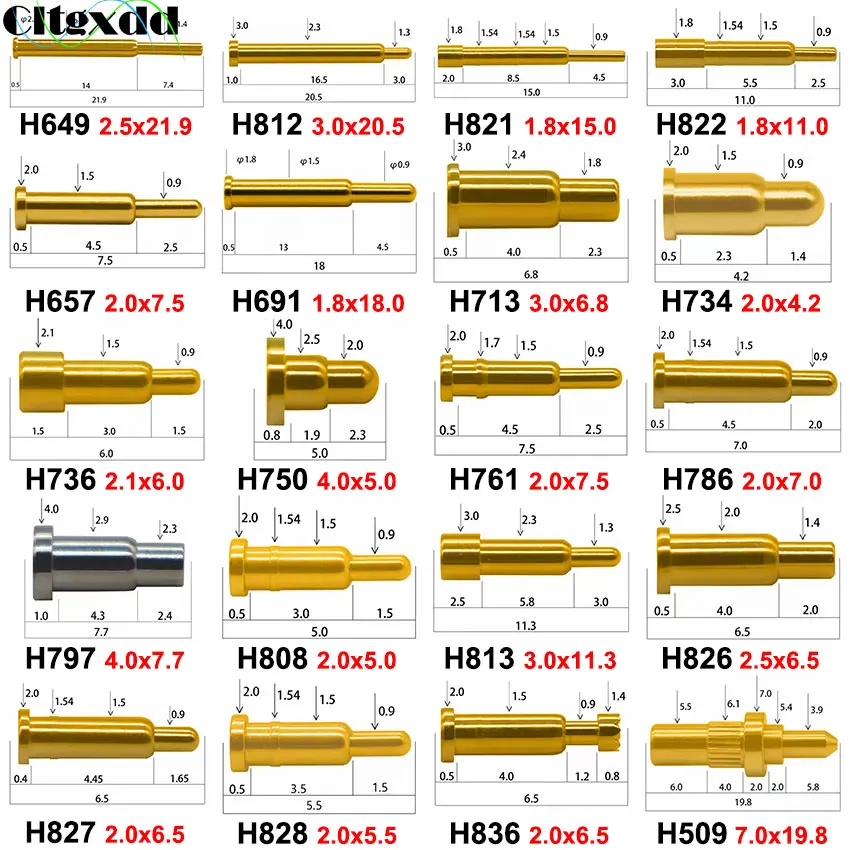 

1 Piece 1A 3A High Current Pogo Pin Connector Pogopin Battery Spring Loaded Contact SMD Needle PCB 5 6 7 8 11 15 18 MM Test Prob