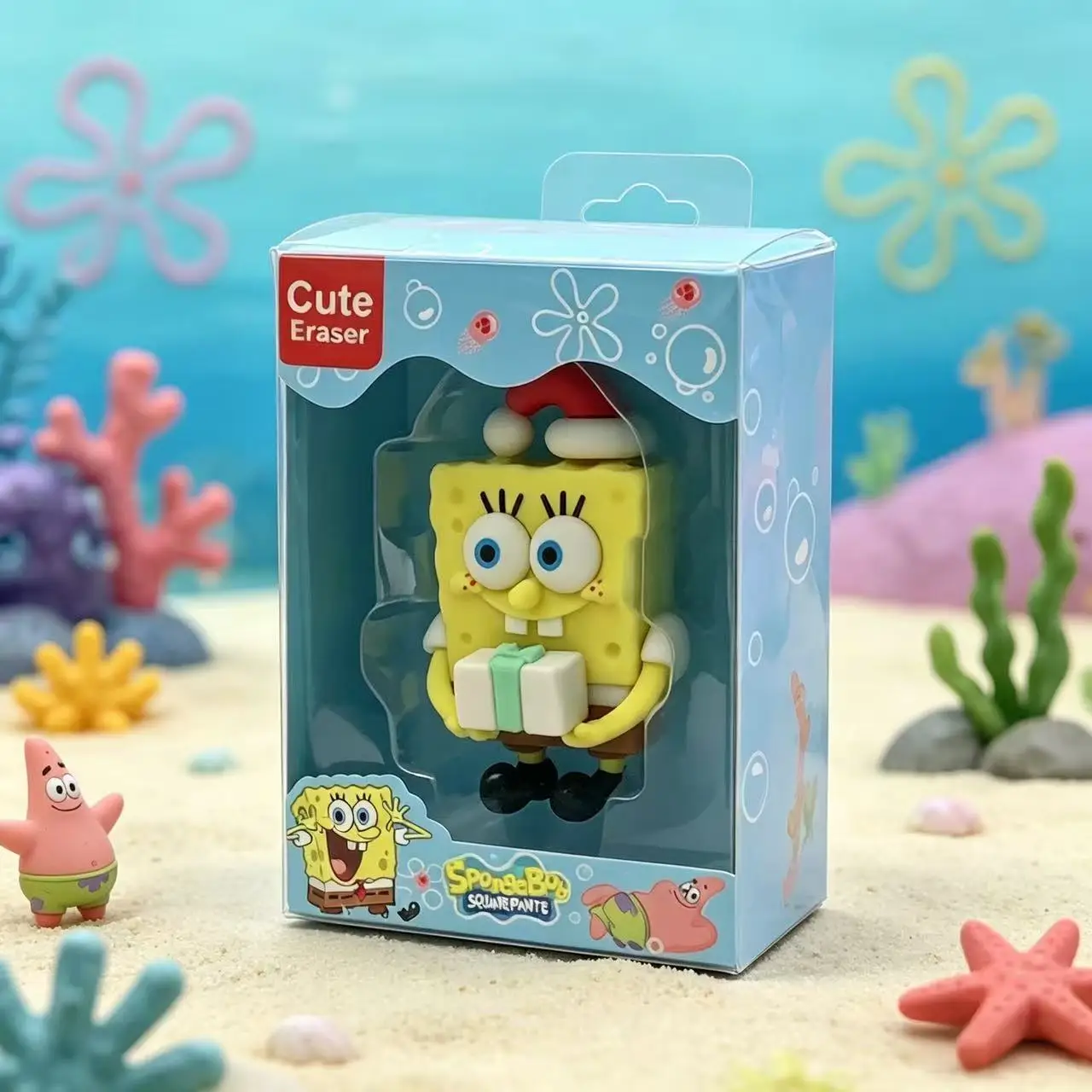 SpongeBob SquarePants Cute Eraser Set Creative Cartoon Character Shaped Stationery Clean Erasing Office School Supplies Gift