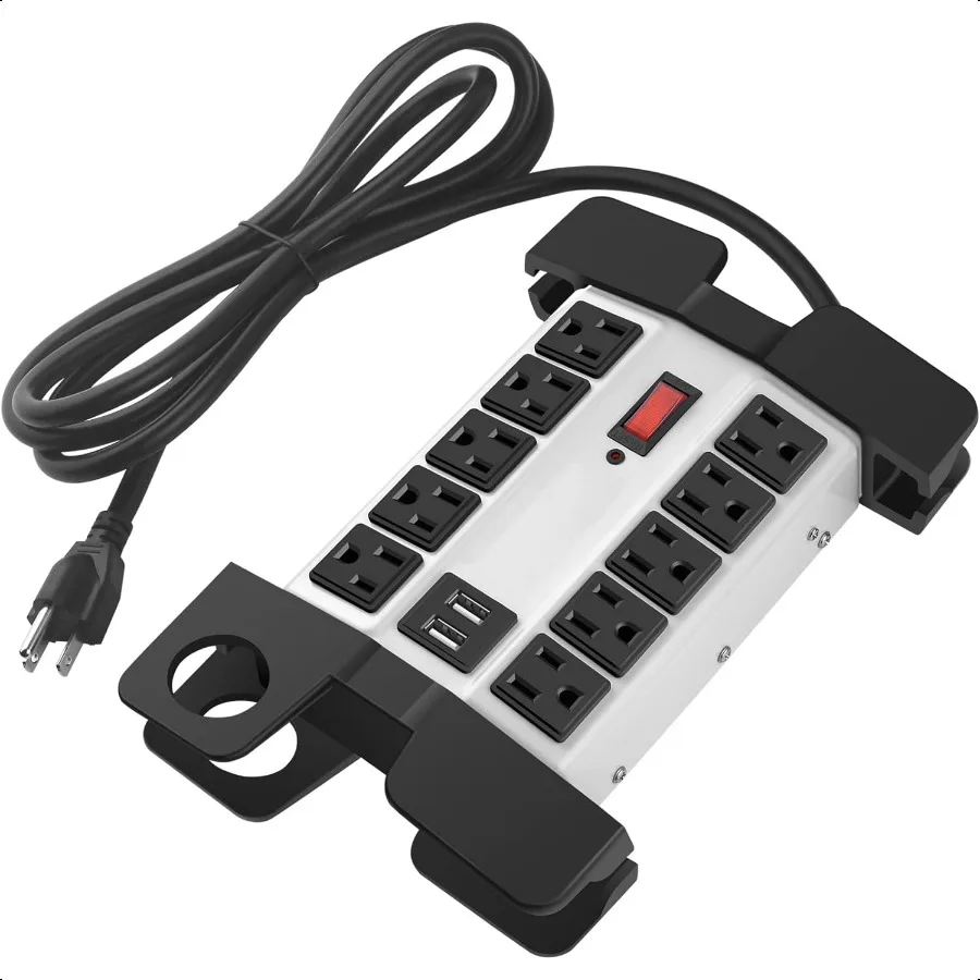CCCEI قطاع الطاقة الثقيلة مع منافذ USB المرآب 10 منافذ عرام حامي 2700 جول ورشة عمل صناعية معدنية 15Amp متعددة