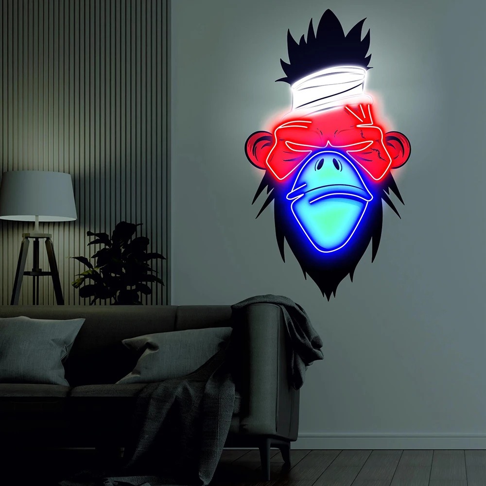 Spoiled Monkey Neon Sign Unique Handcrafted Acrylic Artwork Anime LED Lights Custom Living Room Home Party Wall Decor Neon Signs