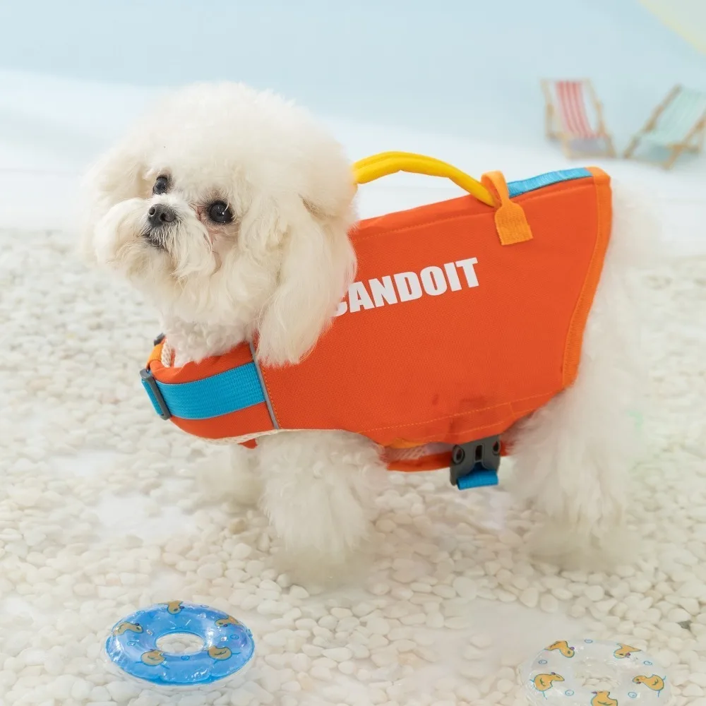 

Dogs Swimwear Adjustable Pet Swimming Life Jacket Super Buoyancy Polyester Puppy Swimsuit Reflective Pet Clothes Summer Pool