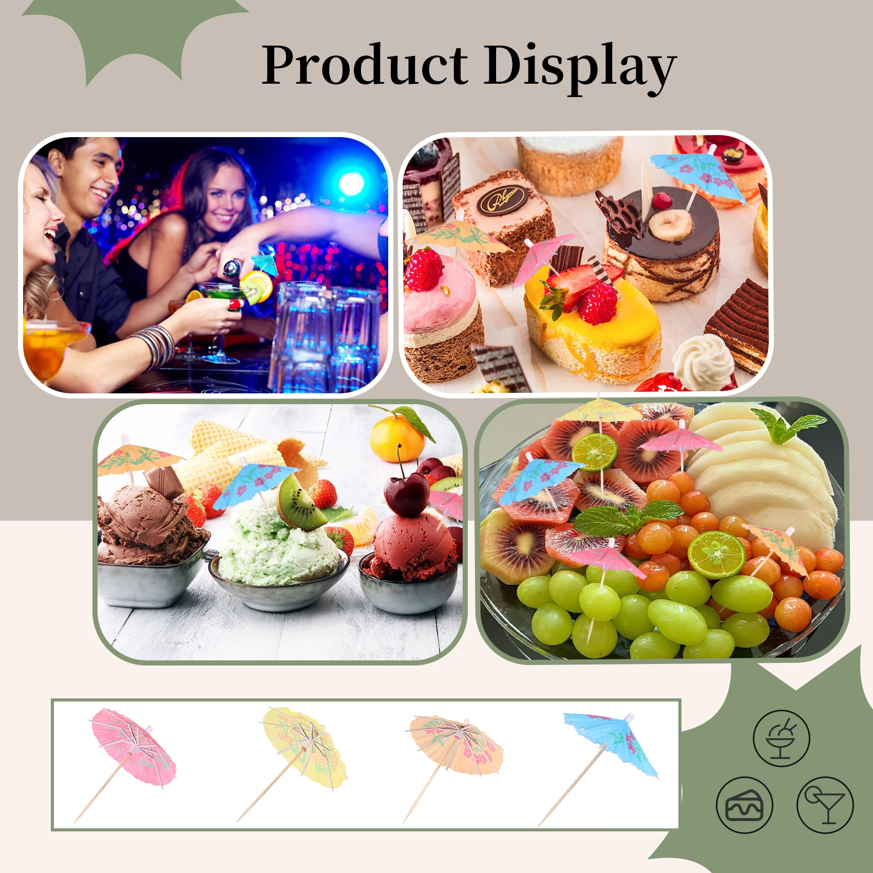 144Pcs Cocktail Umbrella For Drink&Food, Decorative Toothpicks For Party,Hotel, Restaurant,Tiki Bar,Hawaiian Party