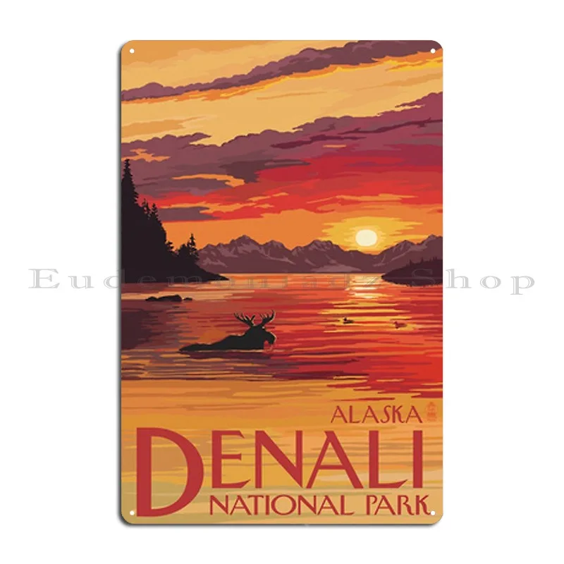 Denali National Park Vintage Travel Decal Alaska Usa Metal Sign Wall Decor Garage Design Vintage Plates Tin Sign Poster