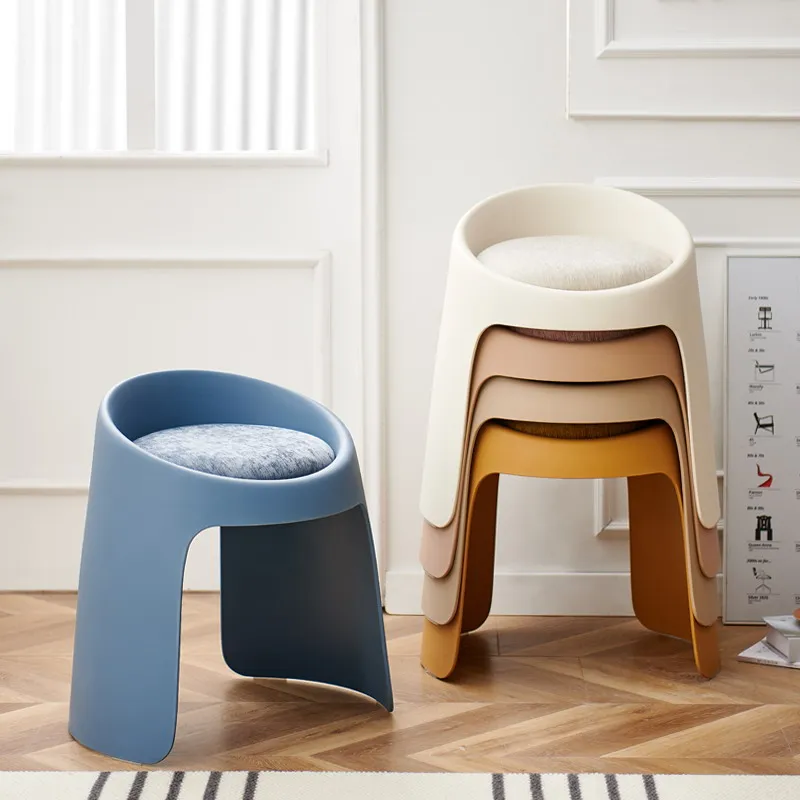 Creative Home Leisure Stool Stackable Plastic Footrest Living Room Shoe Bench Thick Desk Chair