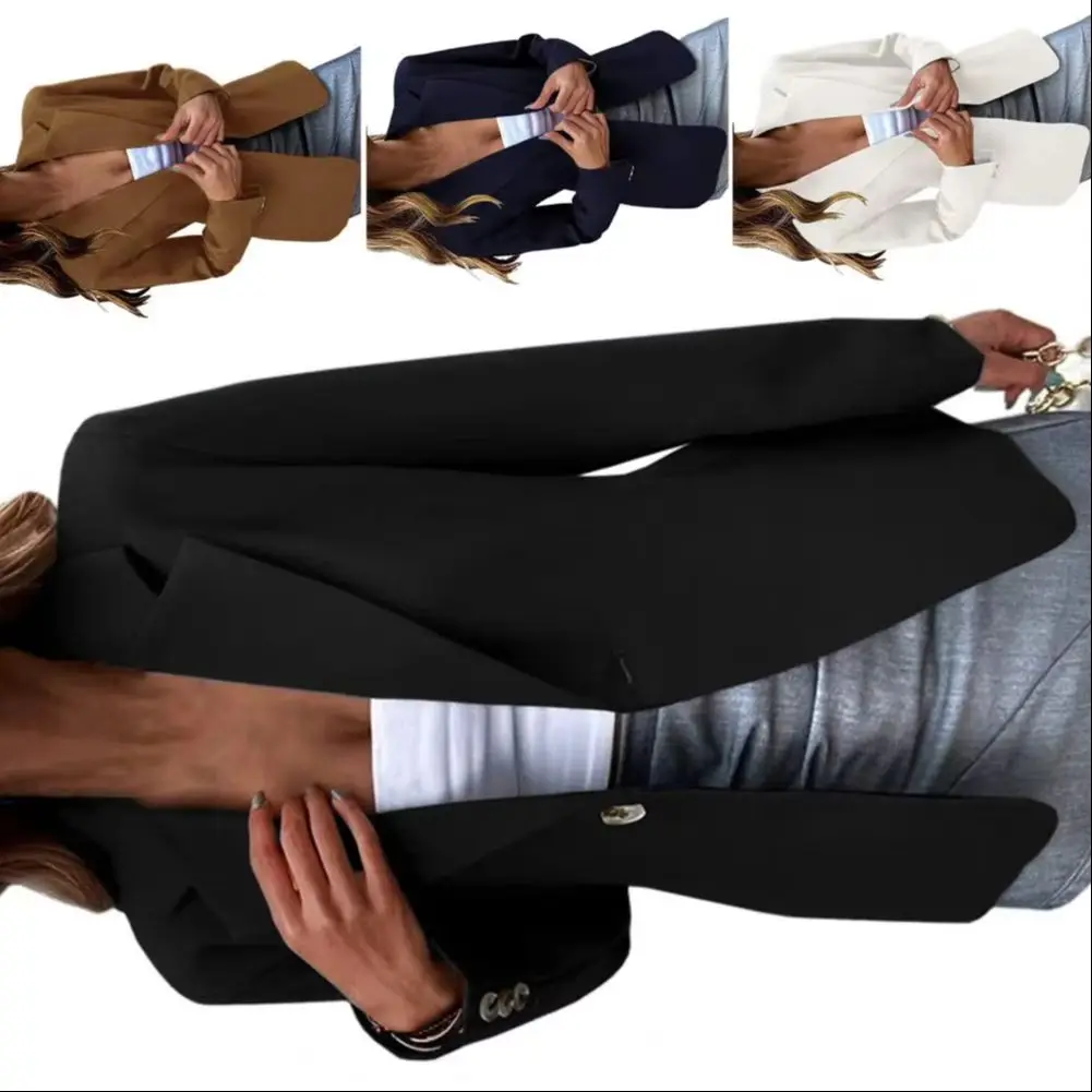 

Female Slim Cardigan Blazer Jacket Business Clothes 2025 Women Blazer Notched Neck Long Sleeves Spring Autumn Casual Coat