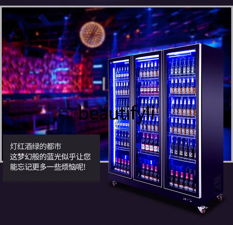 カスタムディスプレイキャビネット冷凍庫業務用4ドアKTV飲料クーラー