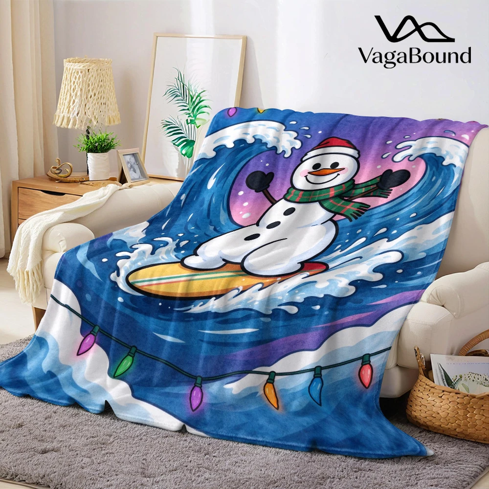 Xmas Bear Snow Flannel Blanket Perfect for Sofa Office Bed Travel Sleep Read Relax Camping Four Season Use