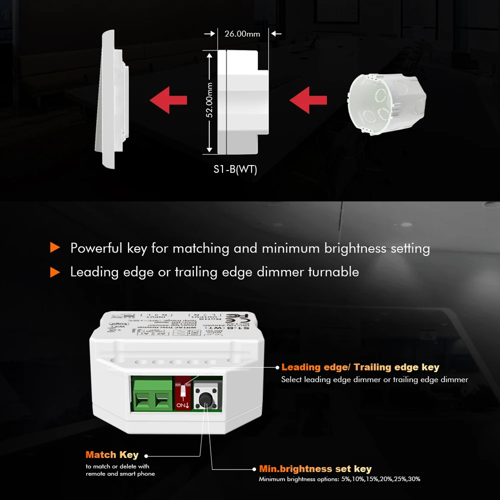 Controle remoto sem fio Tuya Smart Life, Wi-Fi, RF, CA, Triac, LED Dimmer, Push Switch, 110V, 220V, 230V, Smart Home, Alexa, Google Home