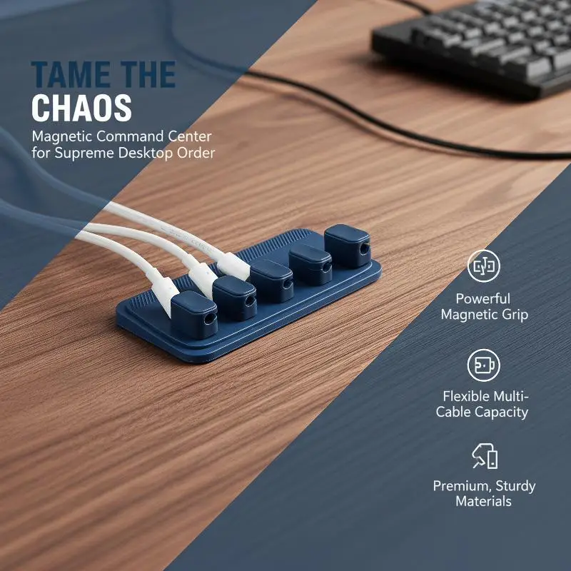 Magnetic Cable Organizer Silicone Cord Holder Detachable Wire Management Clips