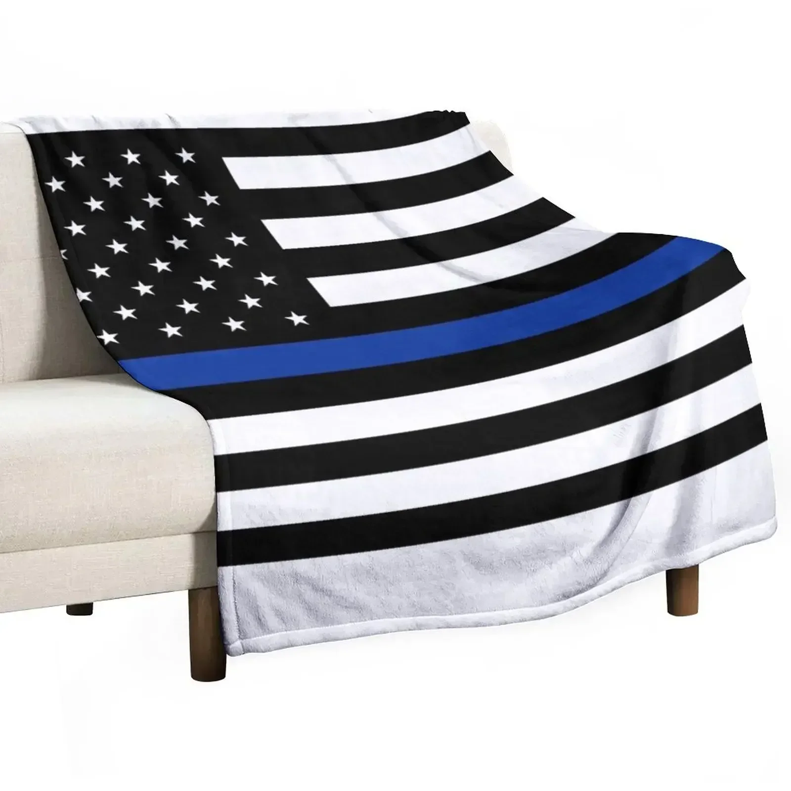 Thin Blue Line Flag Throw Blanket Cute Plaid Soft Big Polar Luxury christmas gifts For Baby Blankets