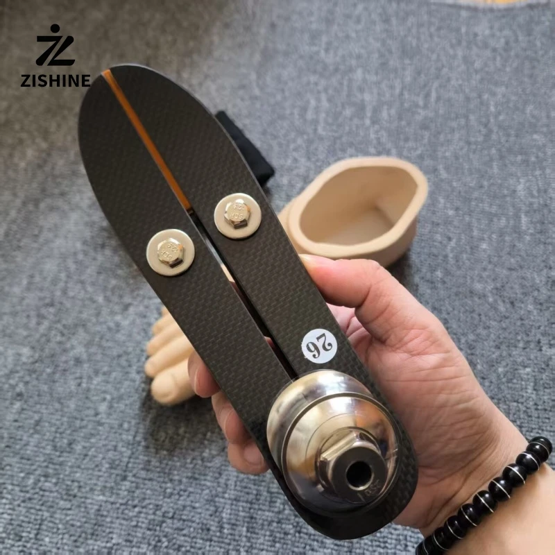 22-28cm Carbon Fiber Prosthetic Foot with PU Foot Shell Muffled Sock Set Energy Storage Artificial Limb Components for Amputees