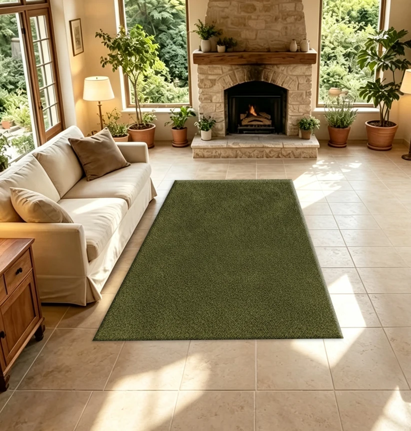 Solid Olive Green Plain Carpet Rug Matte Soft Textured Simple Monochrome Household Area Rug For Living Room Bedroom
