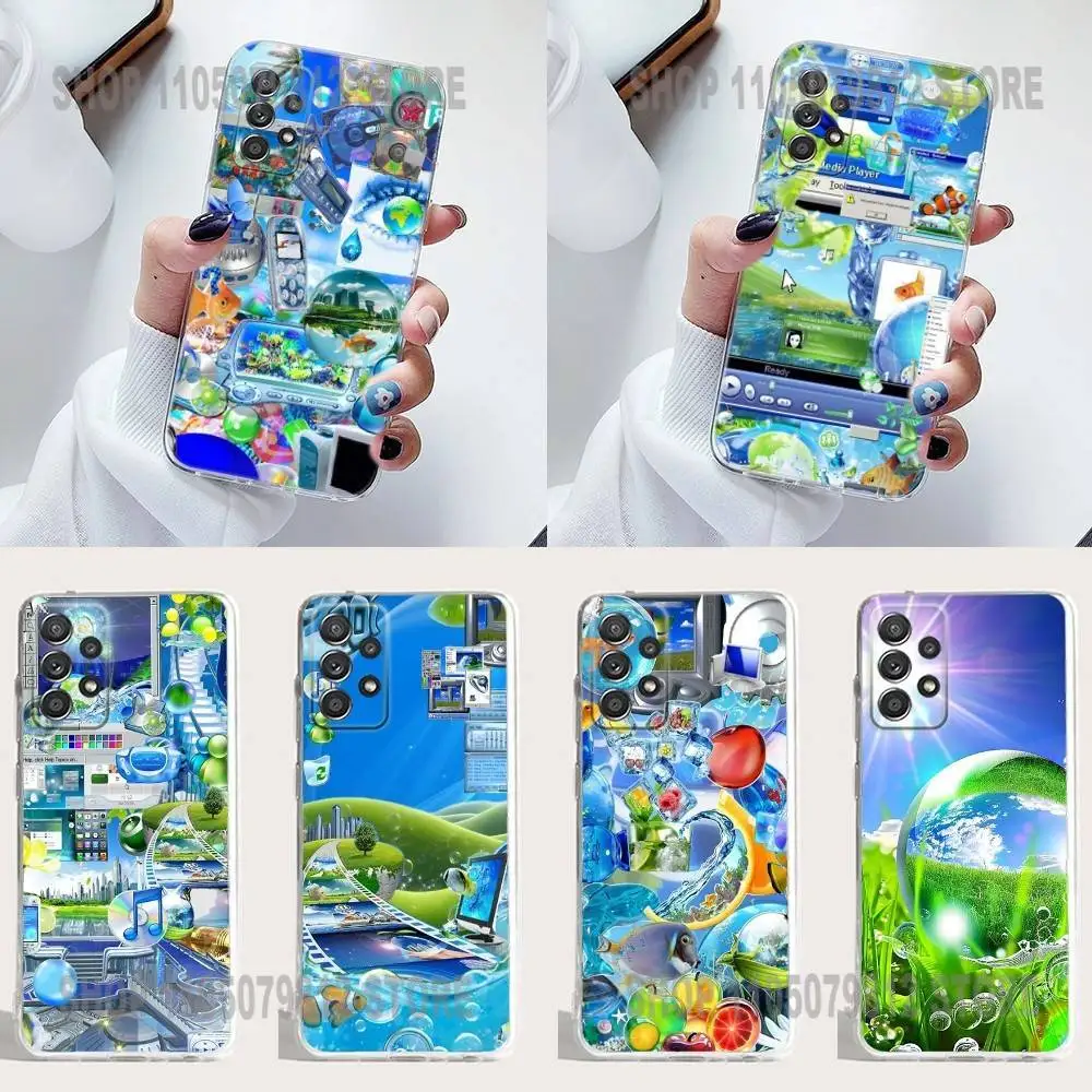 Funda de teléfono Frutiger Aero de silicona para Samsung S30,23,21,22,20 FE lite,S10,9,PIus Note20ultra suave transparente