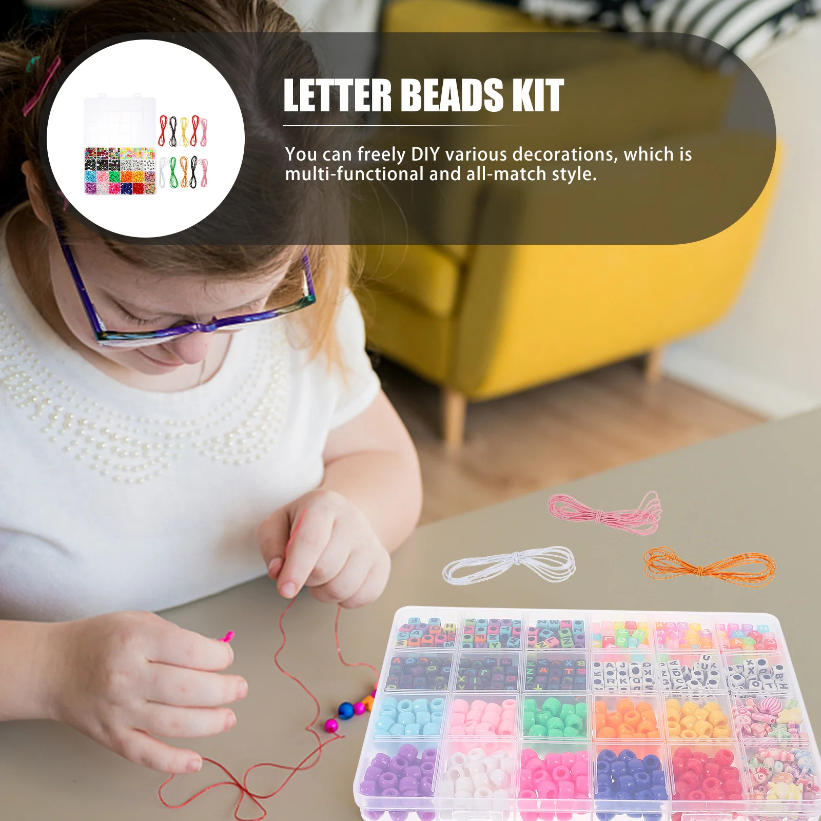 

1 For Diy Bracelet Making Kit Elastic Threads Alphabet Cube Beads Jewelry Craft Charms Friendship Bracelets Beads