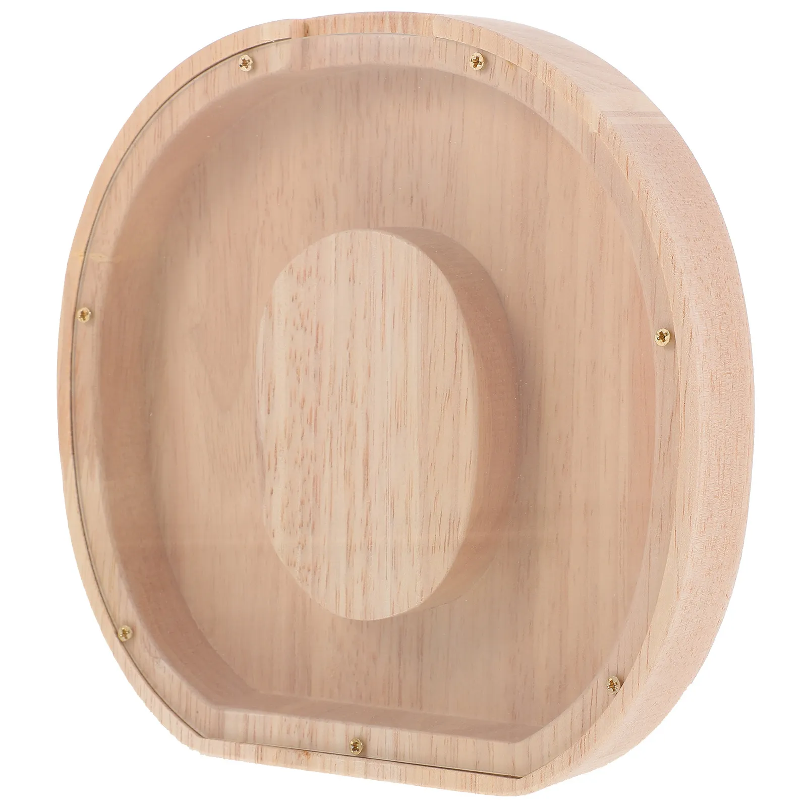 Letter Shape Wooden Piggy Bank O Design Kids Money Container Solid Wood Safe Odor Free Large Capacity Clear View Savings Jar