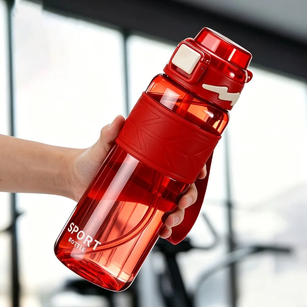 Portable 750/1000ML Sport Water Bottle Bouncing Lid with Straw Fitness Kettle Drop-proof Leak-proof Outdoor Water Bottle School
