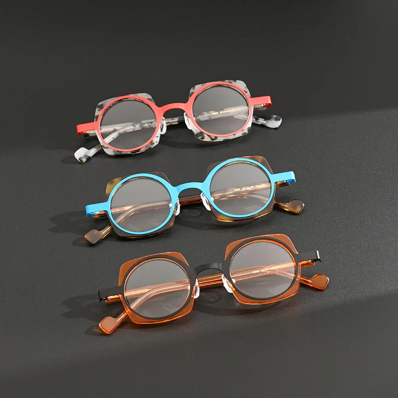 

2026 New Vintage Round Glasses Frame for Men Myopia Reading Eyewear Acetate Women Optical Prescription Retro Color Eyeglasses