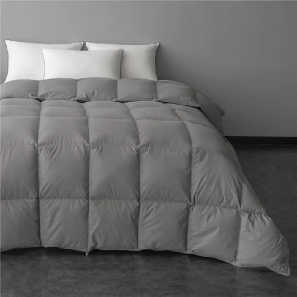 Goose Down Comforter , Grey Goose Down Comforters Fluffy Duvet Insert , All Season Ultra-Soft Hotel Quality Comforter