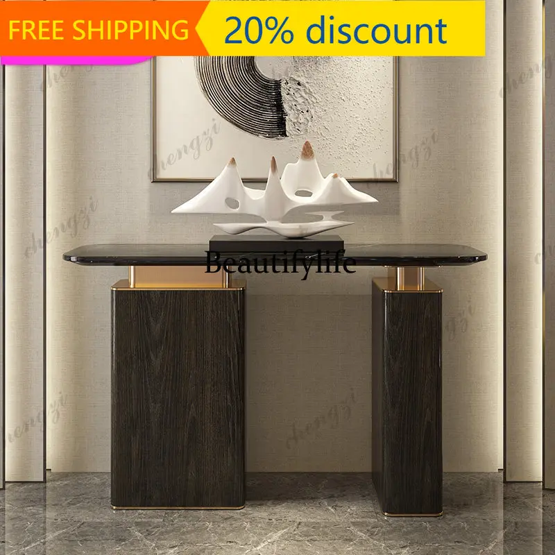 J132 Entrance table marble light luxury strip case extremely narrow against the wall designer end view table