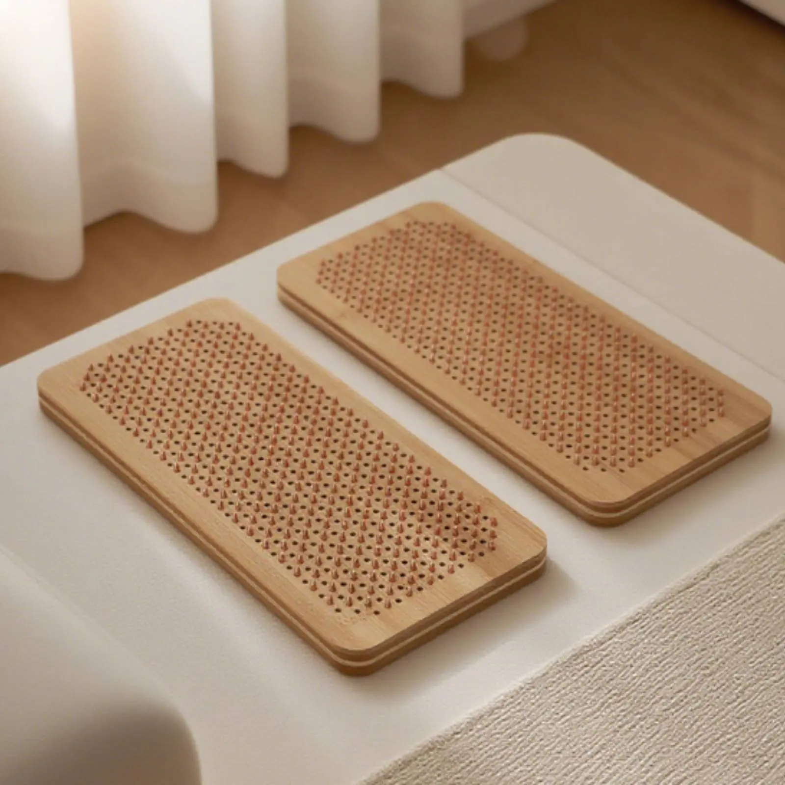 

2 Pieces Nail Foot Board Massage Wooden Acupressure Board Foot Reflexology Mat Relaxation Wellness Equipment Stress Relief