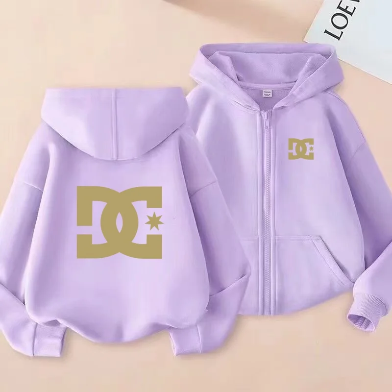 เสื้อสเวตเตอร์เด็กแบบมีฮู้ด แขนยาว สไตล์เสื้อโค้ทกีฬา แบบมีซิป สำหรับเด็กชายและเด็กหญิง อายุ 3-12 ปี แฟชั่นทันสมัย ลายตัวอักษร สไตล์ลำลอง ทรงหลวม