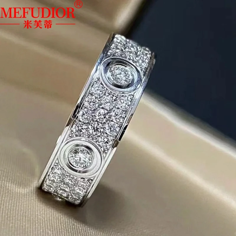 PT950 Platinum Ring Full Sky Star Couple Rings Three Rows Moissanite Diamonds Band for Women Luxury Jewelry Engagement Gifts