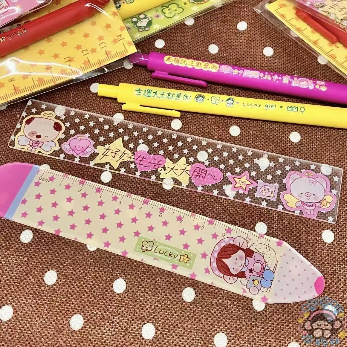 Cute and Creative Cartoon Pencil Ruler Measuring Tape Desktop Stationery for School Opening Straight Ruler Cute and Healing Ins