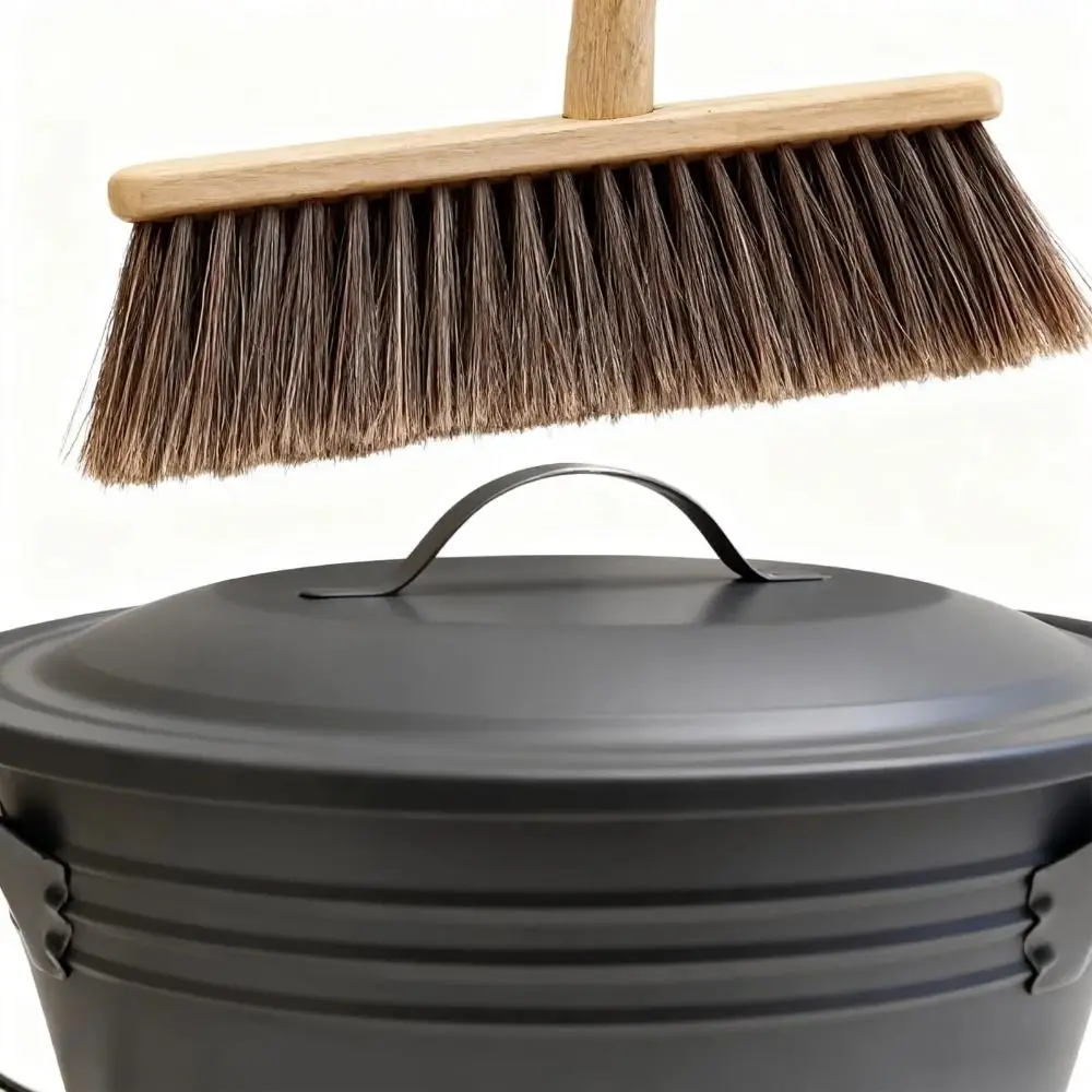 Ash Removal Fireplace Ash Bucket Heavy Duty Large Capacity Ash Shovel Brush Bucket Set Rust Resistant with Lid
