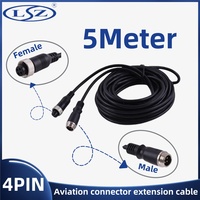 5M 4 Pin Aviation Cable Waterproof Connector for Backup Reserve Car Rear View Camera and Monitor DVR Extension Cable