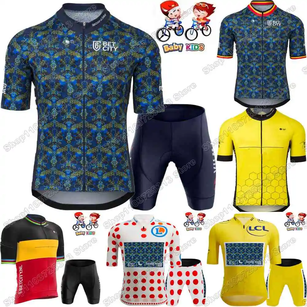 Kids Renaissance 2024 France Tour Team Cycling Jersey Set Boy Girls Cycling Clothing Children Road Bike Shirt Suit Bicycle Pants