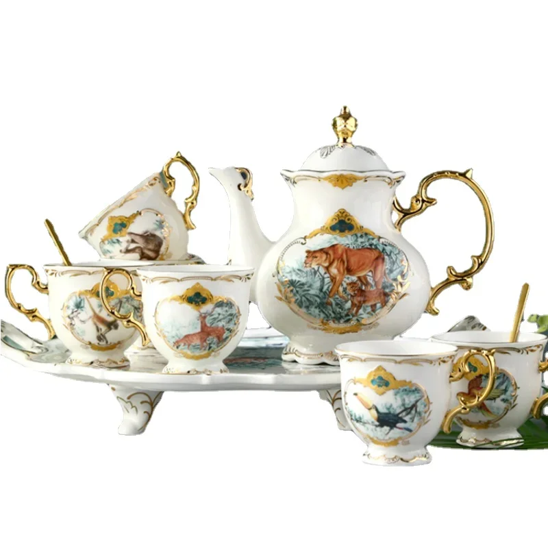 British Ins Teaware European Creative Flower Tea Afternoon Tea Ceramic Tea Set High-grade White Jade Porcelain Coffee Cup Sets