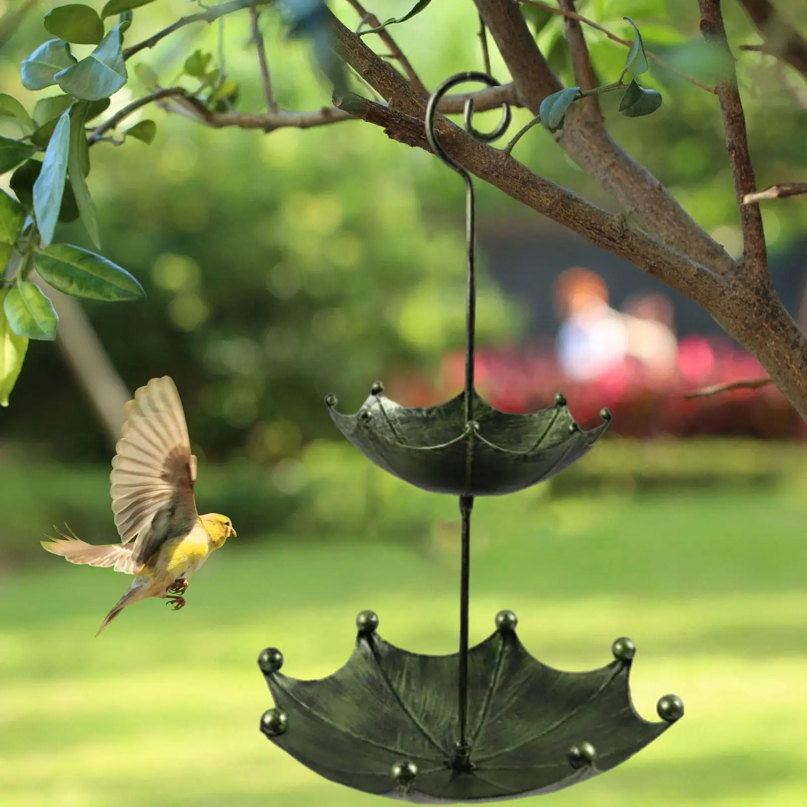 

Bird Feeder Water Bowl Garden Landscape Decorative Birdhouse Hanging Bird Bath for Deck Backyard Lawn Railing Wildbird Drinking