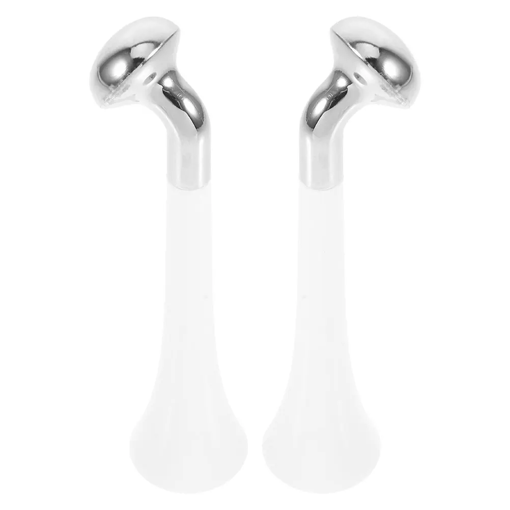 2 個の交換用ヘッド顔用耐久性のある金属アイクリームアプリケータースティック強化吸収ローラーツールアイケア